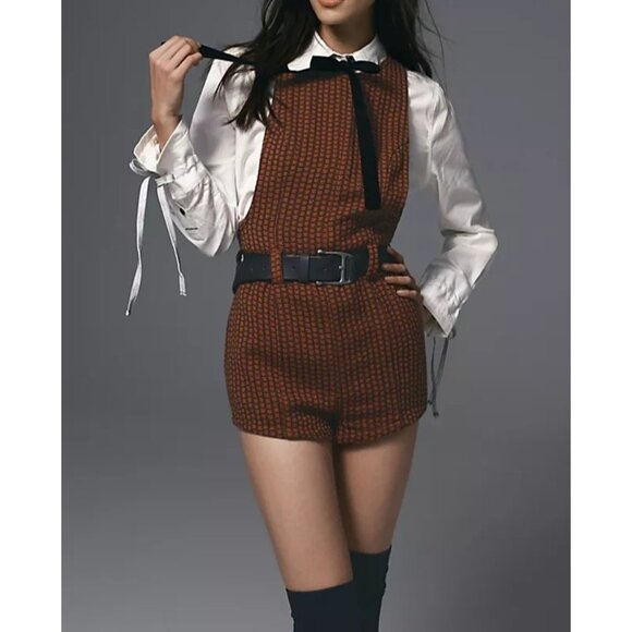 Free People Mod Mini Romper Playsuit Red & Black Sleeveless Women’s Size 10 - Picture 14 of 14